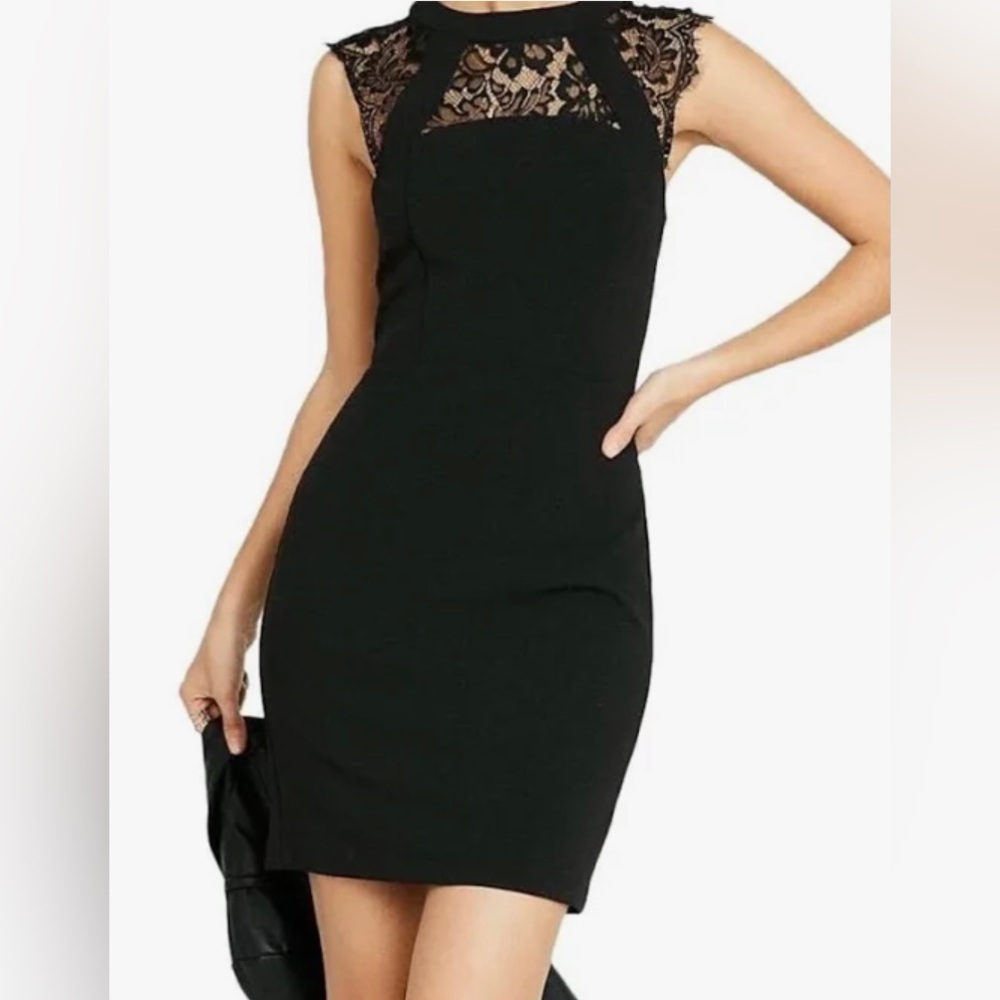 Express Fitted Black Lace Dress | Size 6